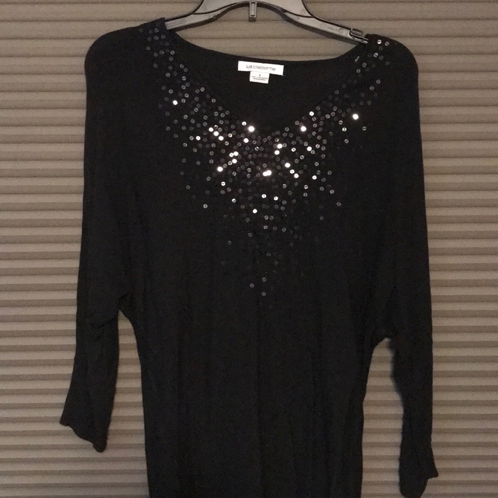 Liz Claiborne black sequin top